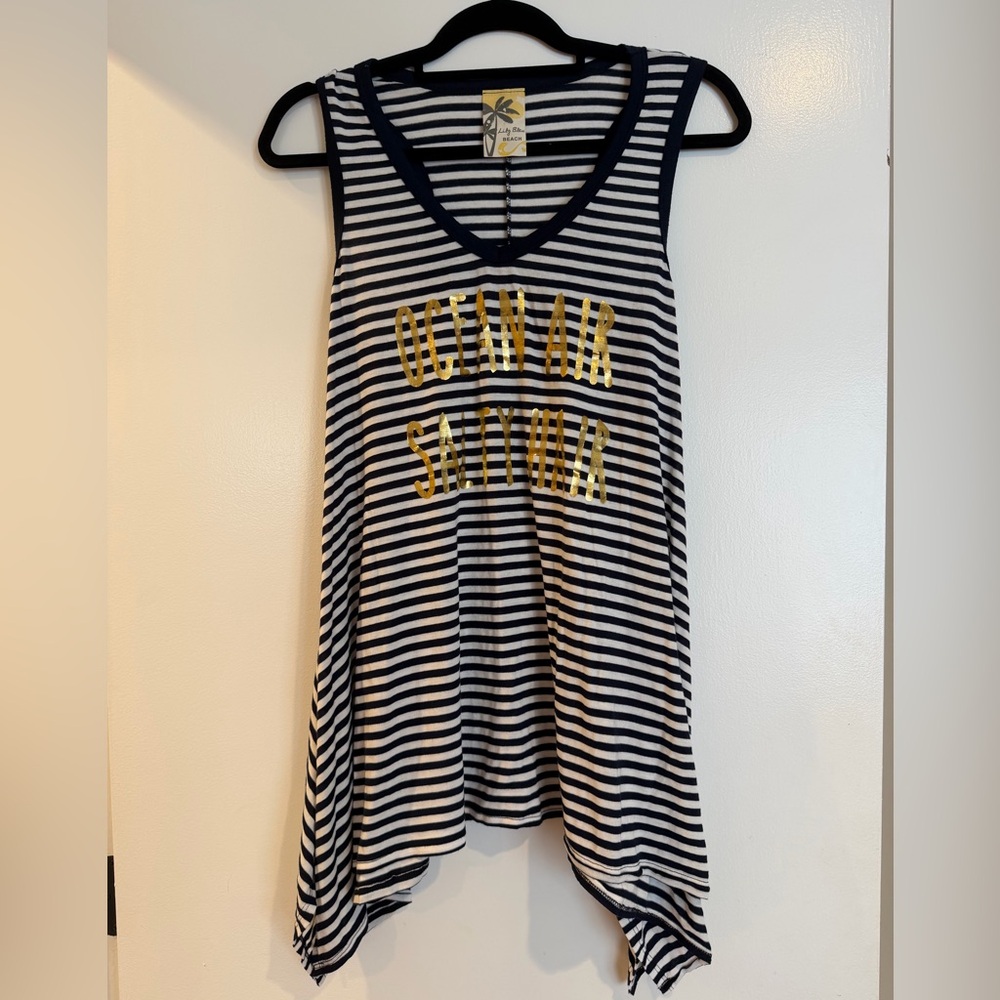 Navy and White Striped Beach Coverup